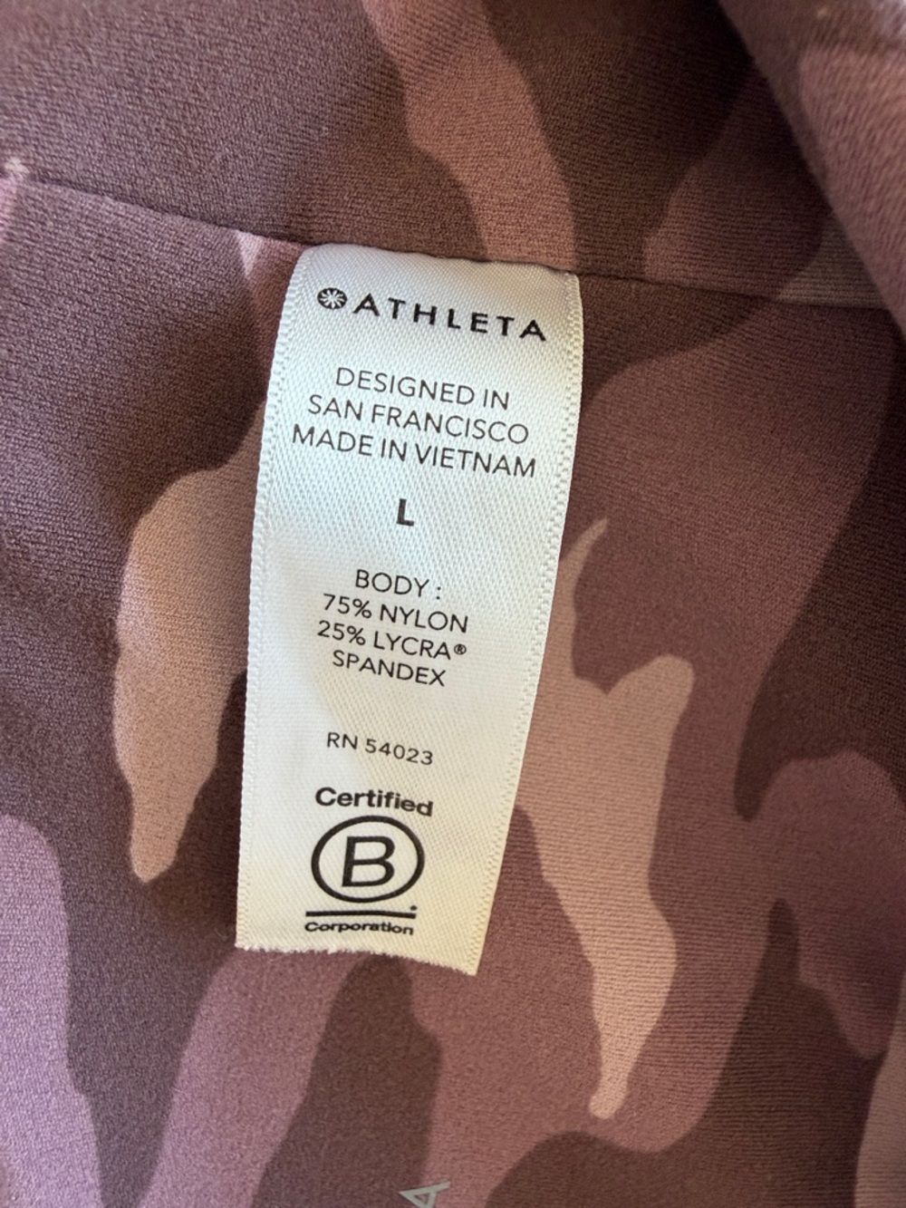 Athleta Elation 7/8 Leggings L Mauve Purple Camo High Rise Yoga Pants - Picture 4 of 11